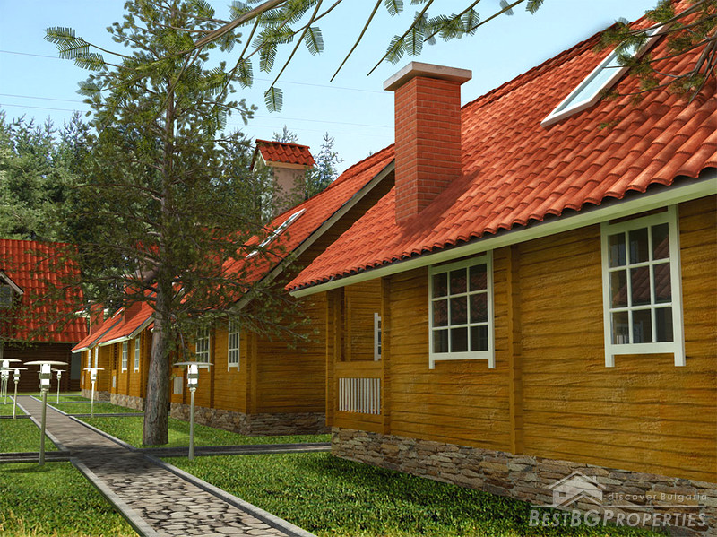 Wooden chalets on a lake close to Borovets