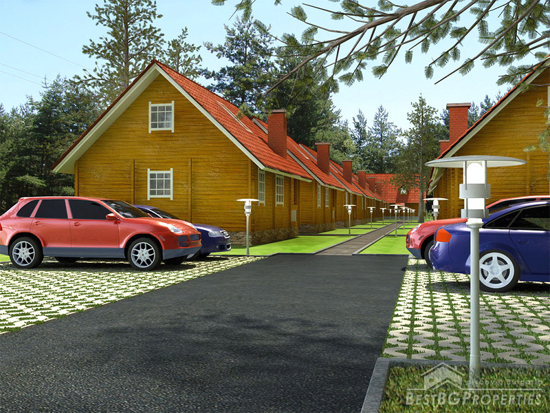 Wooden chalets on a lake close to Borovets