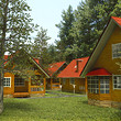 Wooden chalets on a lake close to Borovets